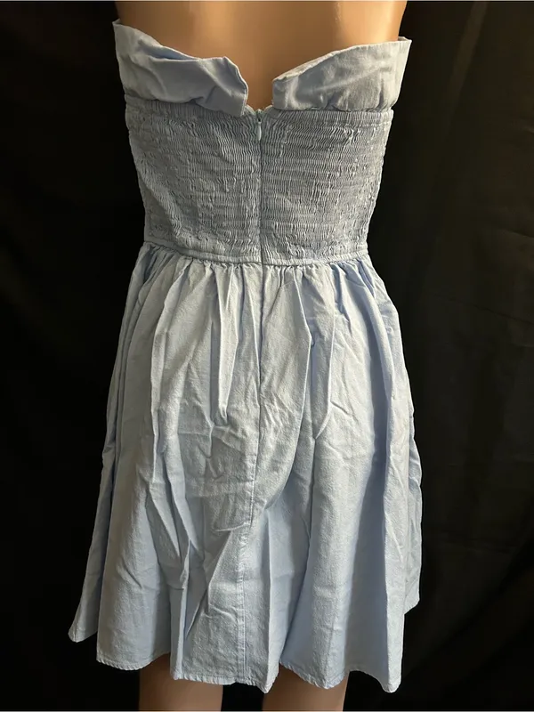 Zesica Strapless Light Blue Ruffle Top Sundress MD - Image 2