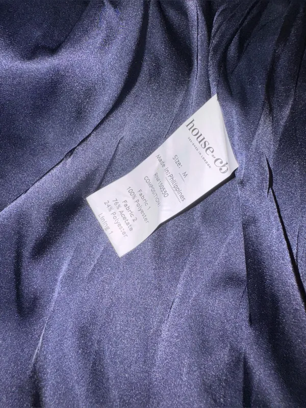 NEW HOUSE OF CB Persephone Strapless Corset Satin & Stretch Crepe navy Gown Sz M - Image 9