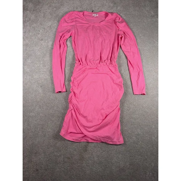 anthropologie sundry hot pink dress size 2 Ruched Fern‎ Puff Sleeves - Image 2