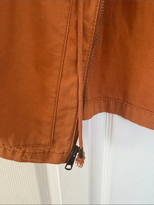 Old Navy Burnt Orange Rust Canvas Utility Field Jacket Drawstring Waist Medium M - Image 4