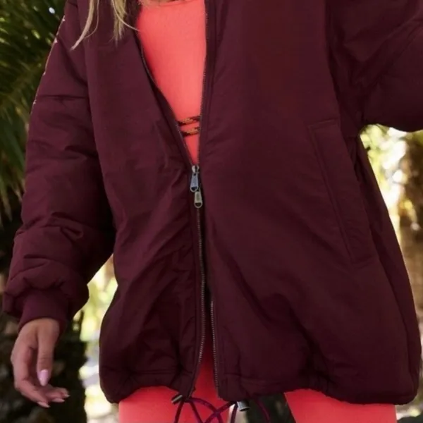 Free People | Oversized Bomber Jacket in Burgundy size Small - Image 2