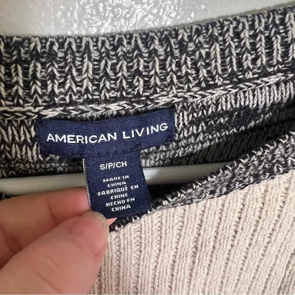 American Living Women's Size Small Crewneck Sweater‎ White Black Stripes Marled - Image 7