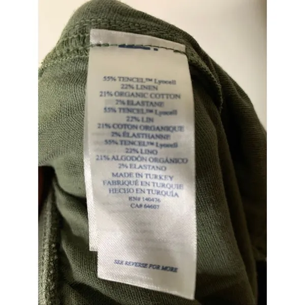 Faherty Arlie Day pull-on tapered leg pants olive green linen cotton large - Image 5