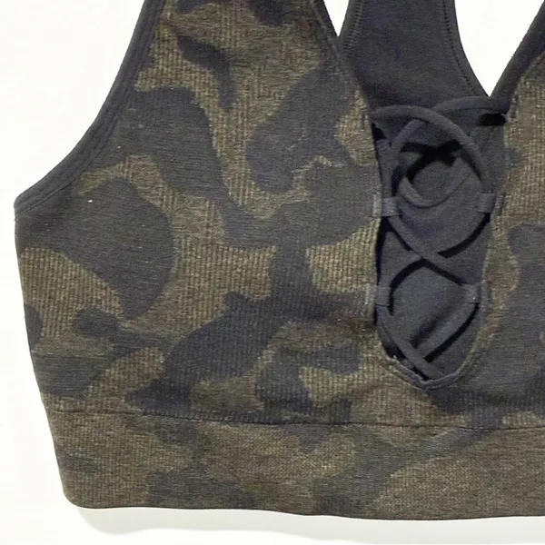 Gymshark ADAPT CAMO SEAMLESS RIBBED SPORTS‎ BRA Athletic Workout - Image 2