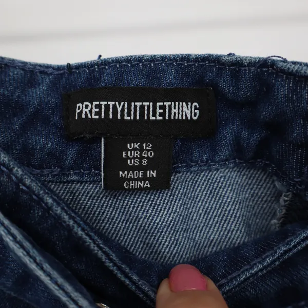 PrettyLittleThing Denim Skirt Womens 8 Maxi Western Belted Blue Slit Excellent - Image 2