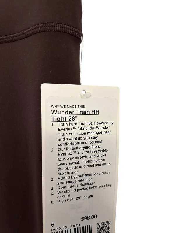 NWT Lululemon Wunder Train HR. Tight/leggings Espresso Size 6 28" Authentic - Image 3