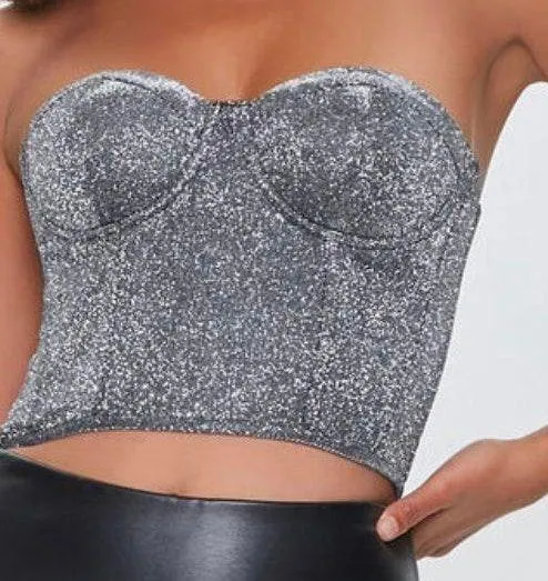 ZARA Sparkly Bandeau Crop Top - Image 2