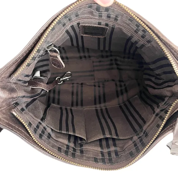 Frye ‘Melissa Button’ Grey Distressed Leather Crossbody Bag - Image 8
