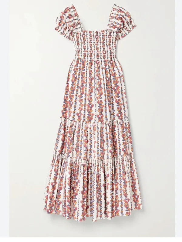 Tuckernuck OPT Daphne Vine Orange Smocked MIDI Dress - Image 2