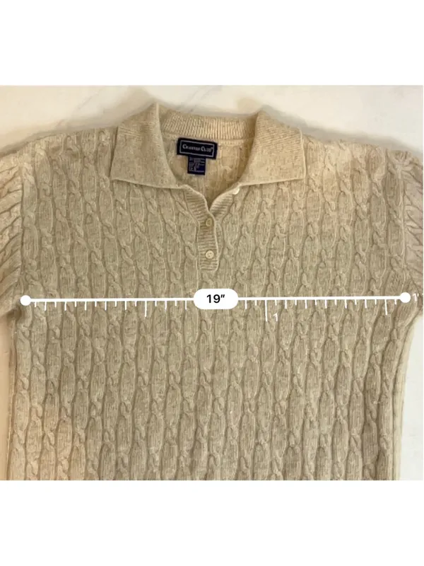 Charter Club Cable Knit Polo Sweater Beige Size M - Image 4