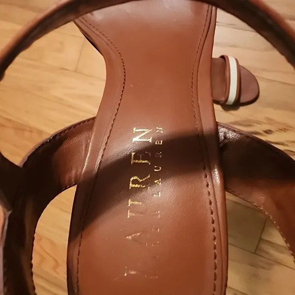 Lauren Ralph Lauren‎ Nyla Ankle Strap Heeled Sandals Brown White Size 5.5 - Image 2