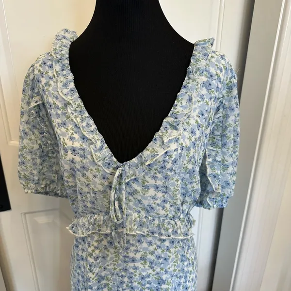 Arula B Short Sleeve Floral Blue Dress Bohemian Flowy Plus Size Altar’d State - Image 7