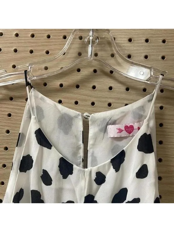 Buddy love, white and black cow Dalmatian polka dot print Racerback tank top - Image 2