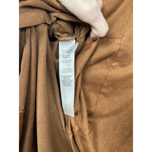 Chico's Women's 1 Brown Suede Angled Asymmetrical Tunic Top Short‎ Sleeve Medium - Image 6