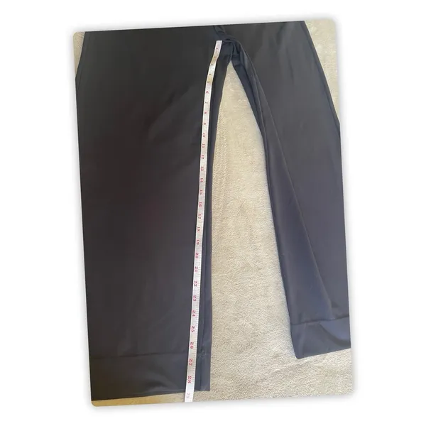Halara Women's Wide Leg Pants Large Black High Rise Button Front Stretch - Image 3