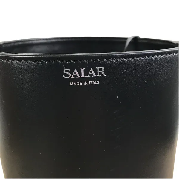 SALAR Italian Leather Studed Bucket Handbag Black Boho Luxury Rare Made In Italy - Image 10