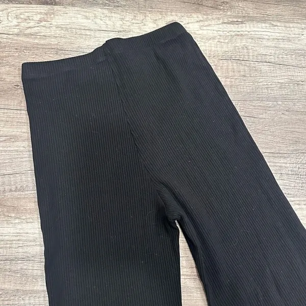 Reformation Mirabel Ribbed Hi Rise‎ Stretch Straight Leg Lounge Black Pants XS - Image 10