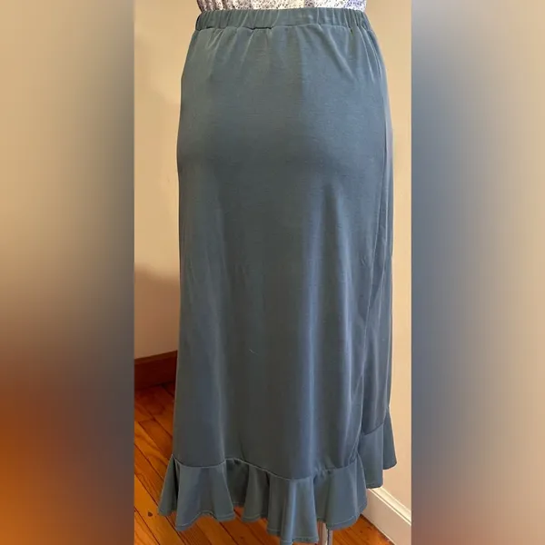 Green Envelope Los Angeles NWTS Green Ruffle Drape Wrap Look Long SideTie SZ S - Image 6