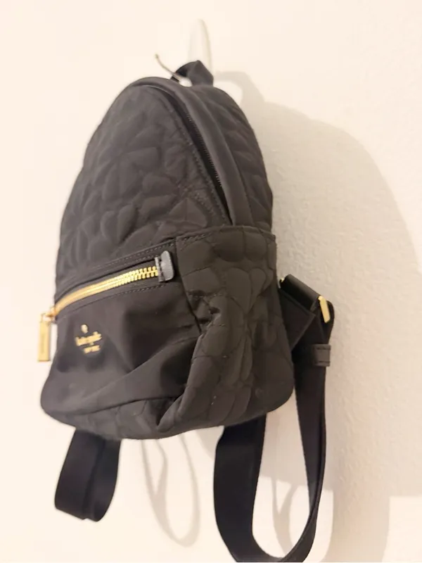 Kate Spade New York Flower Quilted Fabric Small Backpack Black - Image 4
