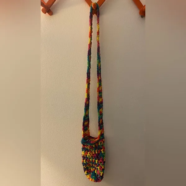 Handmade Rainbow Crochet Water Bottle Holder/Purse - Image 2