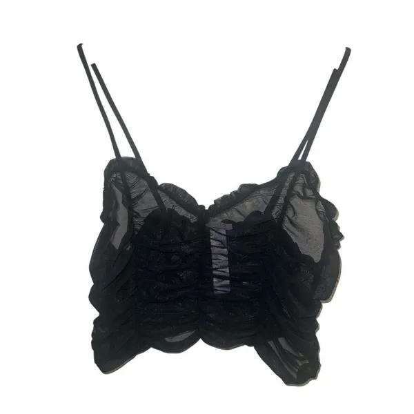 ✨Savage X Fenty GATHERED MESH BLACK CAVIAR SZ SMALL CAMI✨ - Image 5
