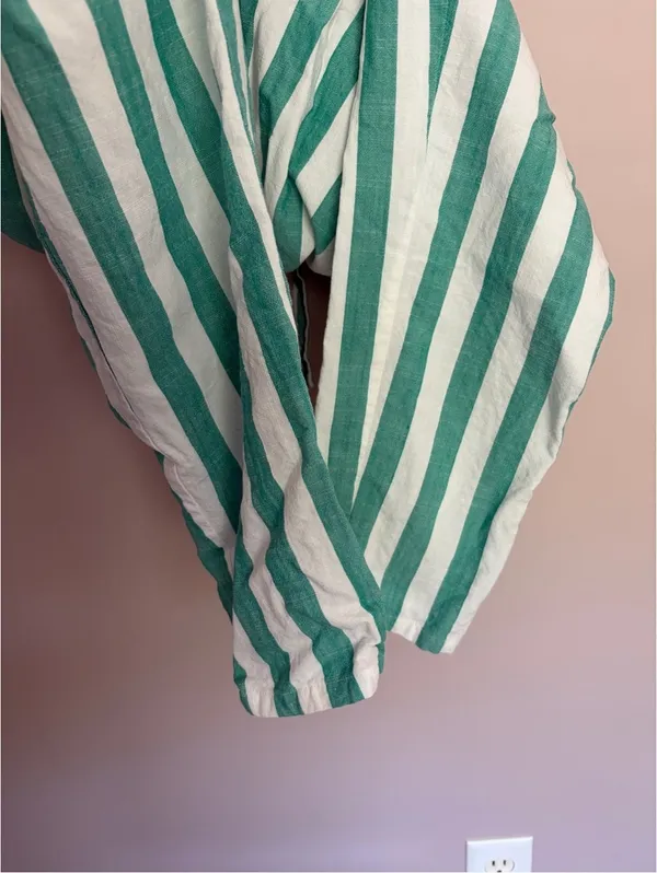 Marine Layer Eloise Belted Jumpsuit Green Stripes - Image 4