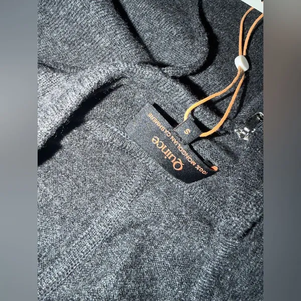 Nwt quince Mongolian Cashmere Full-Zip Hoodie $120 S spring charcoal knit casual - Image 10