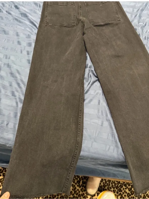 Miou muse wide leg black denim jeans sz small - Image 4