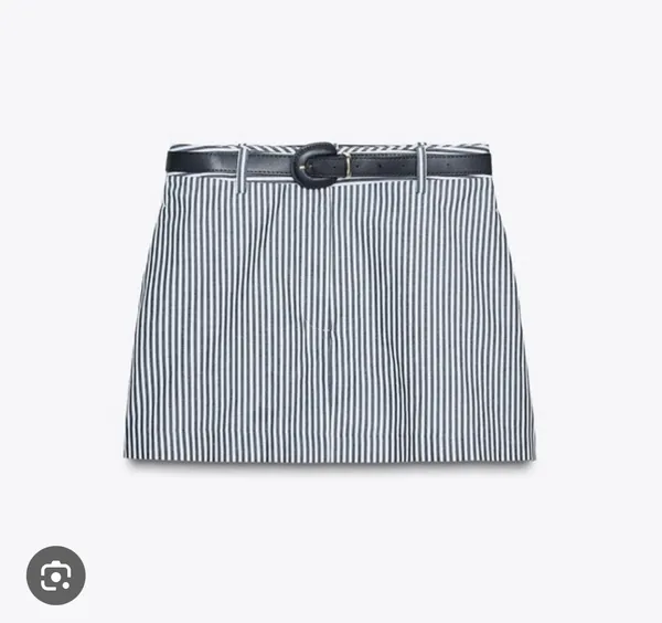 Zara Belted Navy Striped Mini Skort - Image 3