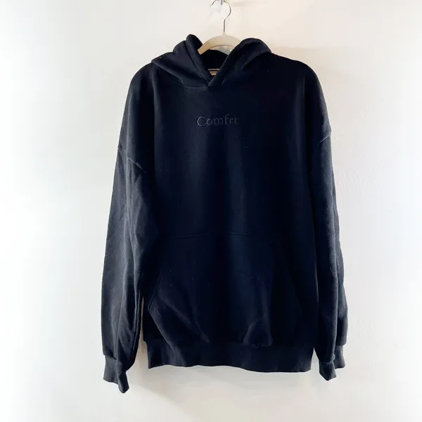 Comfrt Signature Fit Embroidered Logo Fleece Pullover Hoodie Sweatshirt Black 2X - Image 2
