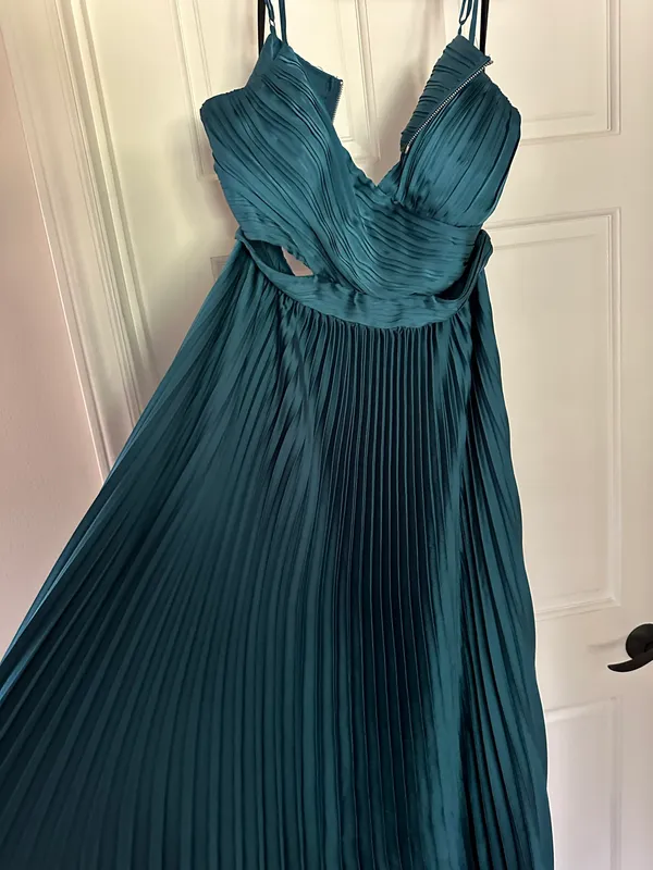 “Got the Glam Teal Pleated Cutout Maxi Dress” - Image 4