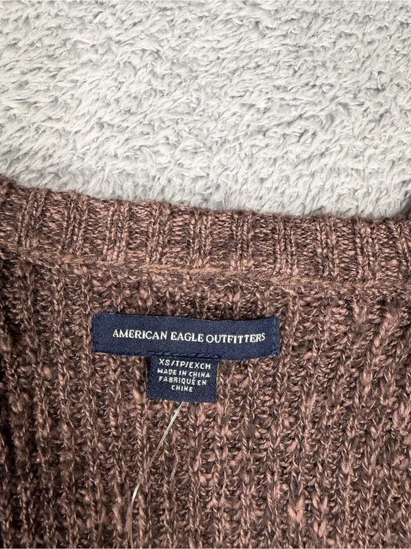 American Eagle Women’s Cold-Shoulder Knit Sweater Brown XS NWT MSRP$50 - Image 5