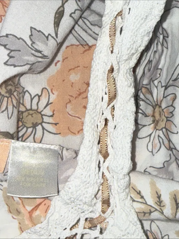la cera Peach Floral Tiered Cream Nightgown - Image 5