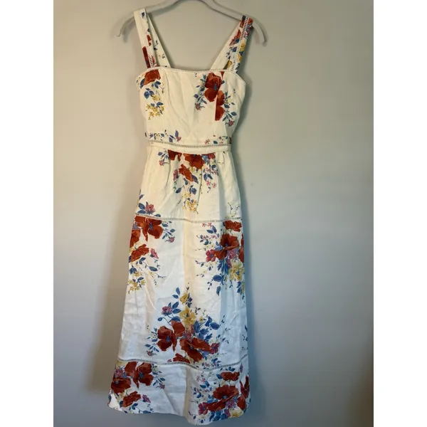 Reformation Everett 100% Linen Floral Midi Dress $298 Sz 0 NEW - Image 3