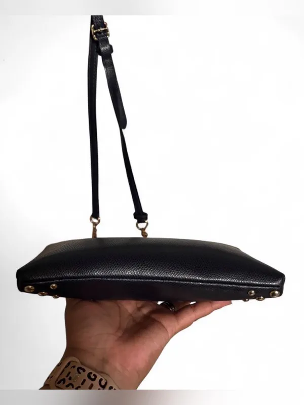 Coach navy blue Leather Studded Crossbody with Gold Chain - Image 5
