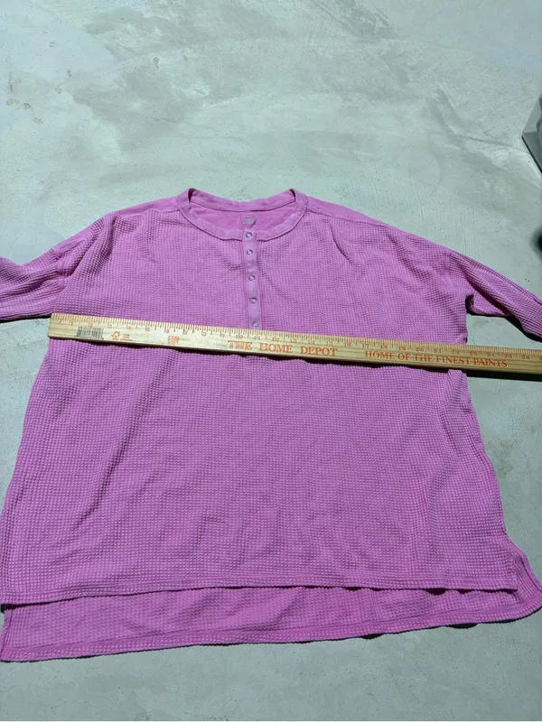 Aerie offline Pink Waffle Henley Long-Sleeve Shirt medium - Image 3