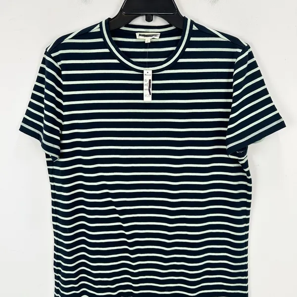 Madewell Mini Tee Dress Dark Navy Crewneck Striped Cotton Relaxed Large NWT - Image 8