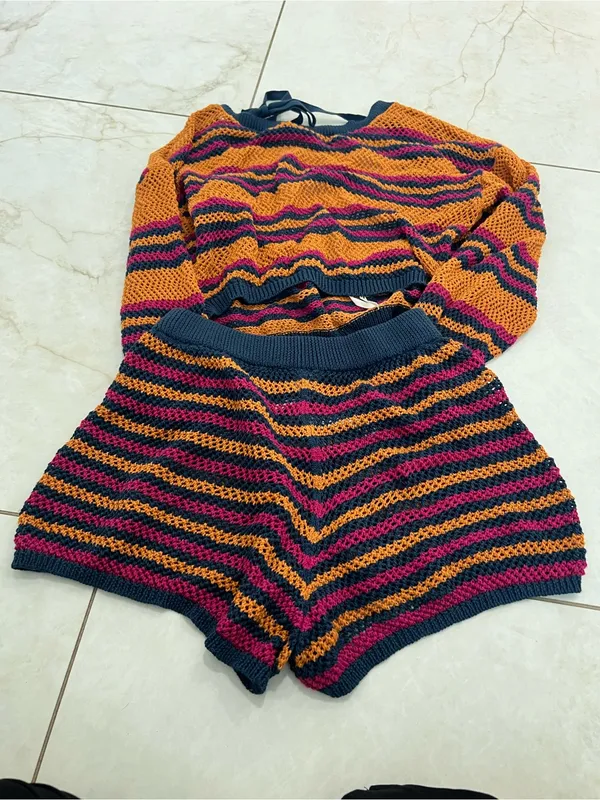 Anthropologie Multicolor Striped Knit Set Size XXS - Image 5