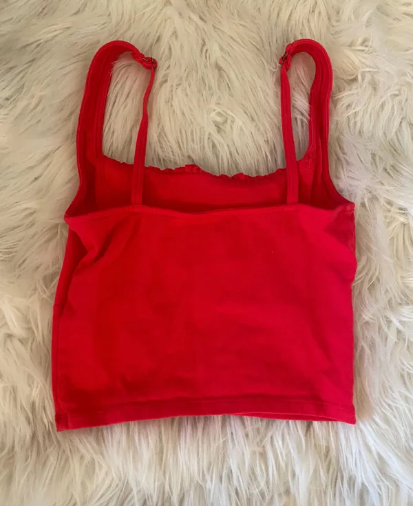 Hollister Red Cropped Tank-Top - Image 2