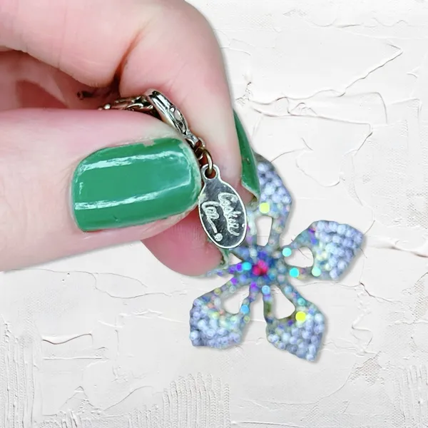 614. Cookie Lee Purple Flower Necklace Silvertone - Image 3