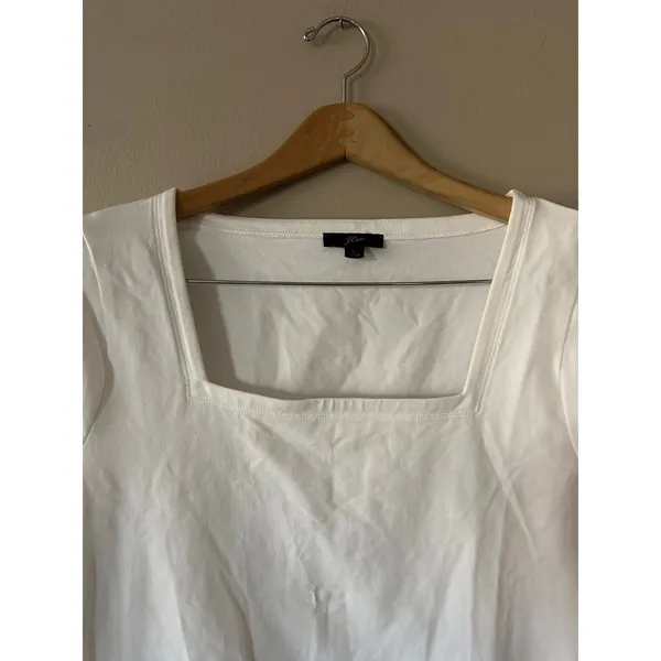 J Crew White Square Neck Long Sleeve Top Size Large - Image 3