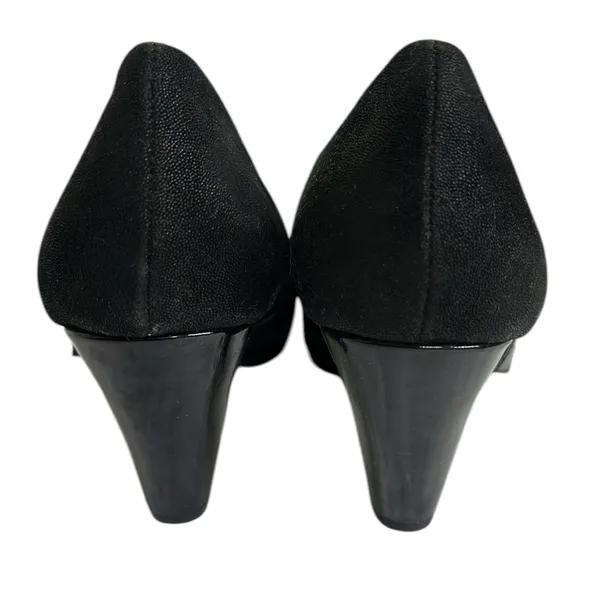 BKE Black Patent Leather Patchwork Buckle 3.5 Inch Heels Womens Shoes 8.5 - Image 8
