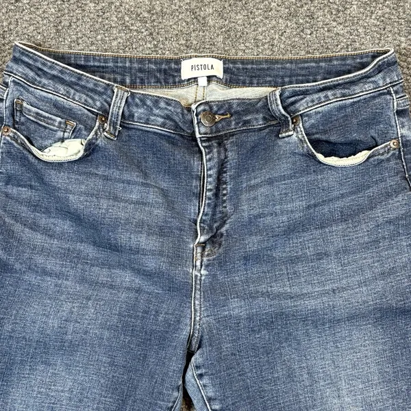 Pistola High‎ Rise Jean Medium Wash Stretch Skinny 32 Ladies Casual Cropped - Image 3
