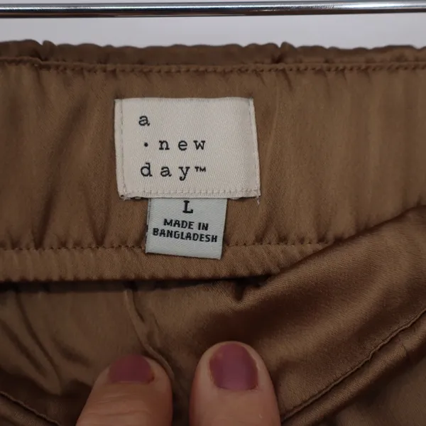 A New Day Tan Front Slit Midi Skirt High Waisted Brown L NEW - Image 4