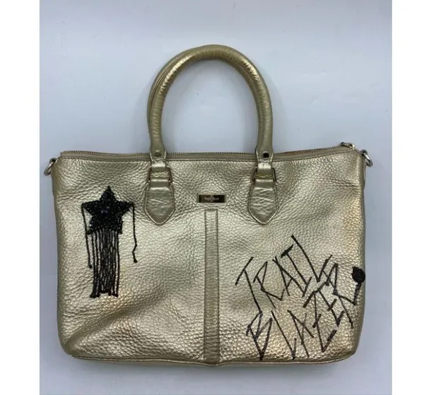 COLE HAAN Tote Bag Gold Customized w Graffiti - Image 3