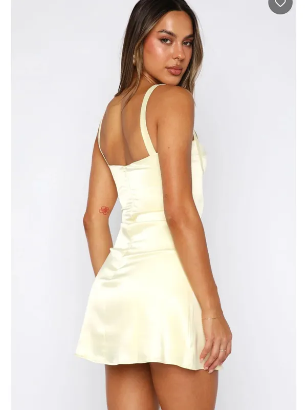 WHITE FOX Just A Girl Mini Dress Lemon, S - Image 4