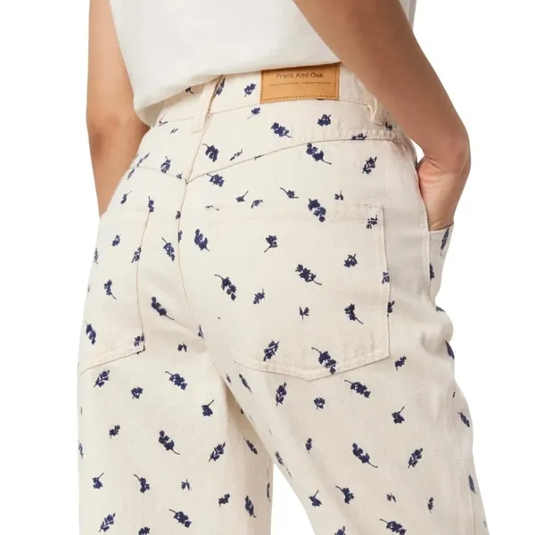 Frank‎ And Oak Linda Balloon Fit Jeans Womens 27 Cream Floral High Rise Tapered - Image 4