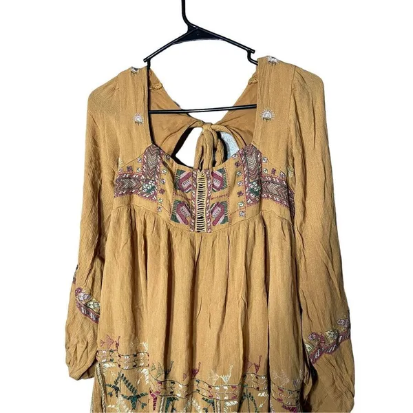 Free People‎ Women’s Rhiannon Orange Embroidered Dress Size XS - Image 2