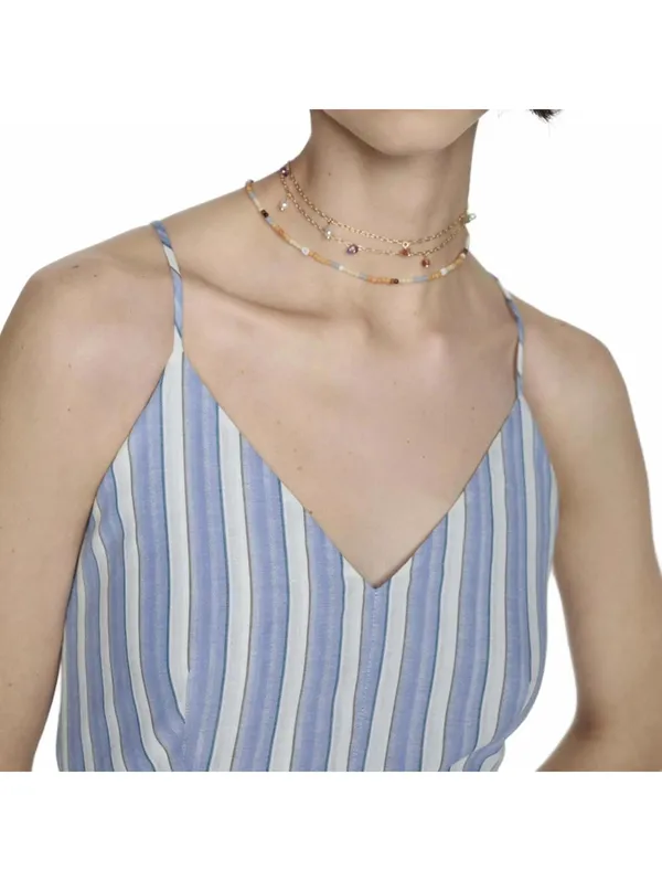 Mango 100% Cotton Cut-Out Back Striped Dress Sky Blue Stripe NWT Size XXL / 12 - Image 9