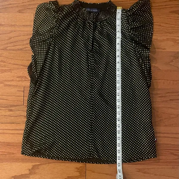 Tommy Hilfiger- Black and Gold Dotted Blouse Size S/P - Image 6